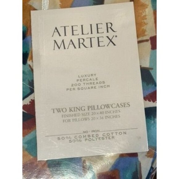 Atelier Martex Luxury Percale 200 Thread Count King Pillowcases MCM Multi Color - Picture 3 of 3